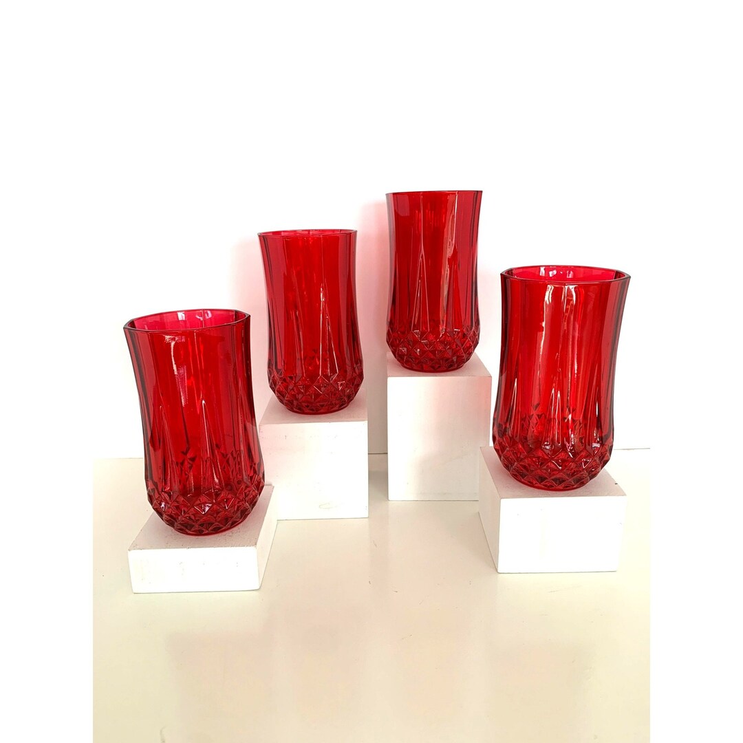Ruby Red Glass Tumblers Etsy