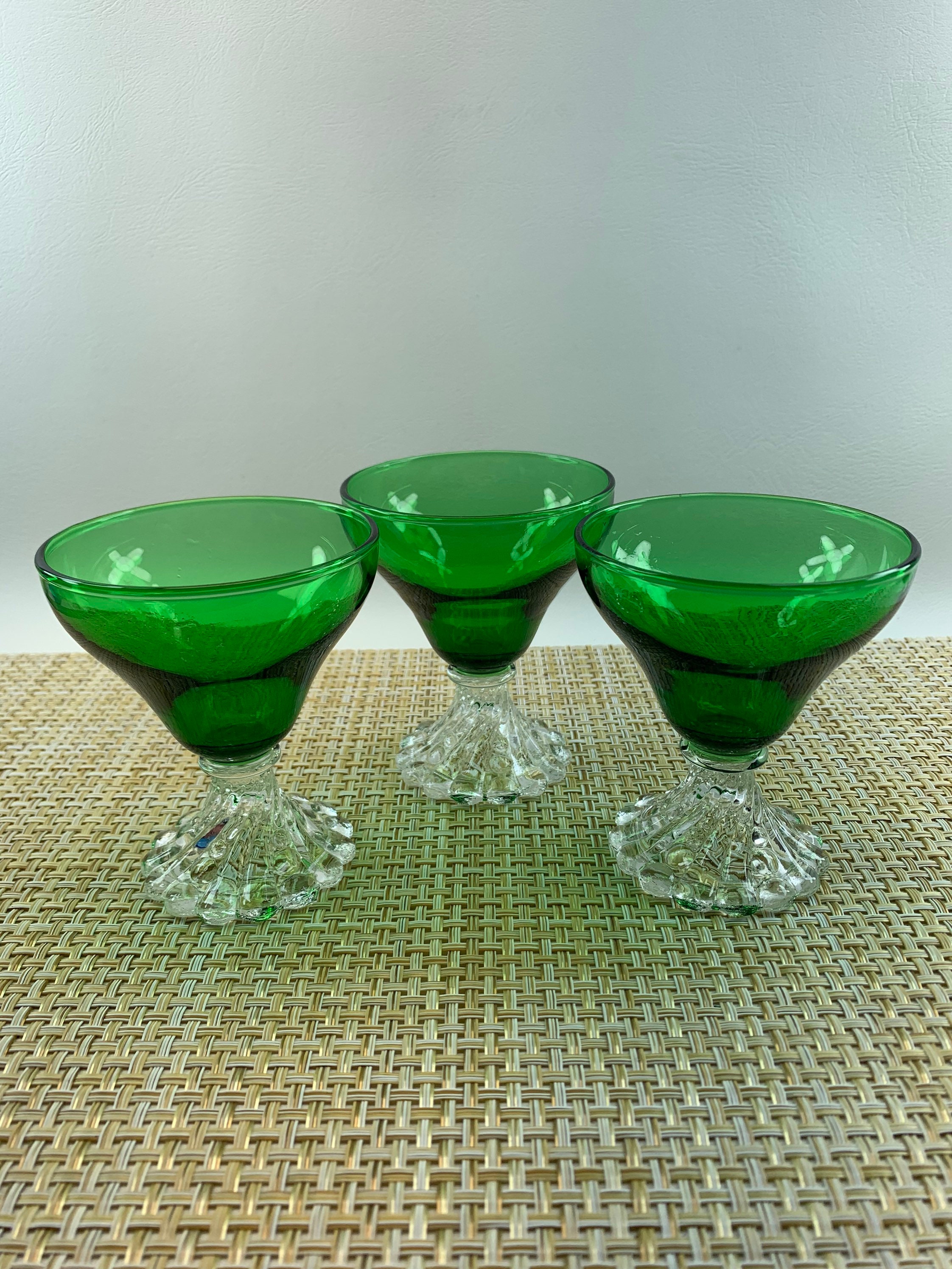 Anchor Hocking Emerald Green Burple Glass Goblets Vintage Etsy