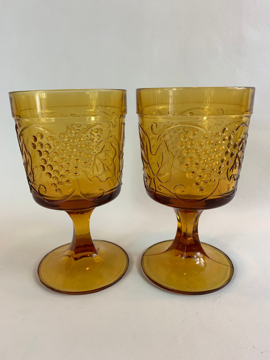 Vintage Tiara Grape Leaf Patterned Goblets Etsy