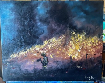Giclee Print of Original Oil Painting Firefighter