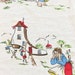 Rare Nursery Rhymes barkcloth panel fabric home decor collectible ca 1950s