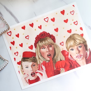 Impressão em aquarela de Taylor Swift - Aposto que você pensa em mim