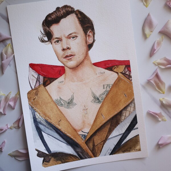 Harry Styles Original Watercolor Painting Etsy Canada