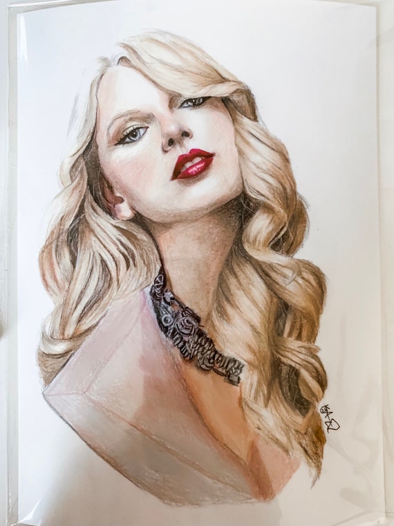 Taylor Swift Colored Pencil Drawing Print