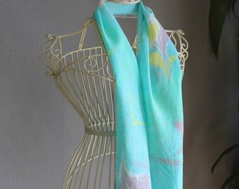 Baby Blues  - Watermarbled Silk Scarf