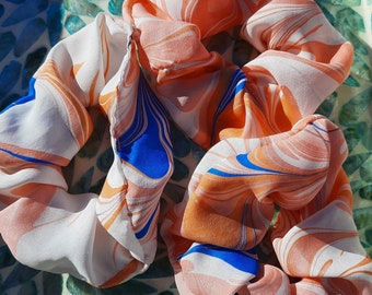Sunrays - Watermarbled Silk Scrunchies