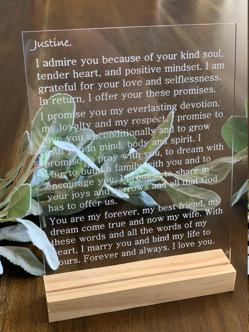 Two Acrylic Wedding Signs Engraved Wedding Vows on Acrylic Etsy