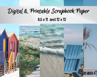 Beach Scrapbook Paper: Summer Vacation Theme (Digital Download)