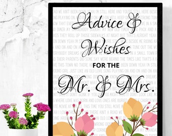 Wedding Sign Printables: Floral Song Lyrics, Customizable Decor (Digital Download)