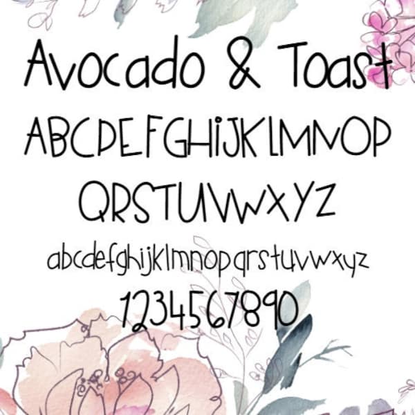 Avocado & Toast FONT / Escrito a mano / Cute Fun Font / Fácil de leer, desmalezar y cortar / Letras y números y caracteres incluidos / Cricut /