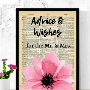 Hochzeit Printables | Floral Blumen rosa gelb einzigartige Hochzeit Zeichen | Wörterbuchseite | Dekor | Vintage-Look | Worten | Empfang | gerahmt