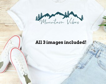 Mountain Vibes SVG PNG: Hike, Camp, Ski Designs (Digital Download)