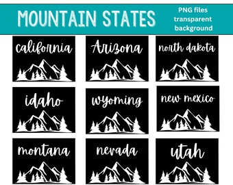 Mountain States Outline Decal Stickers: Western US Designs (PNG)