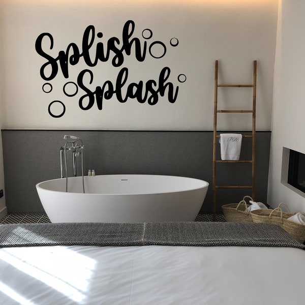 Splish Splash SVG with Bubbles | Cricut | Silhouette | Bathroom wall decor | decal | vinyl | Sign | Paint | Stencil | Bathtub | Kids