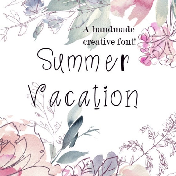 Vacanze estive FONT / Scritto a mano / Cute divertente stravagante / Cricut / Silhouette / Hand-lettering / Word documento segno poster newsletter / ...