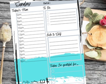 Printable Daily Planner Pages: Aqua, Purple, Orange, Green (PDF)