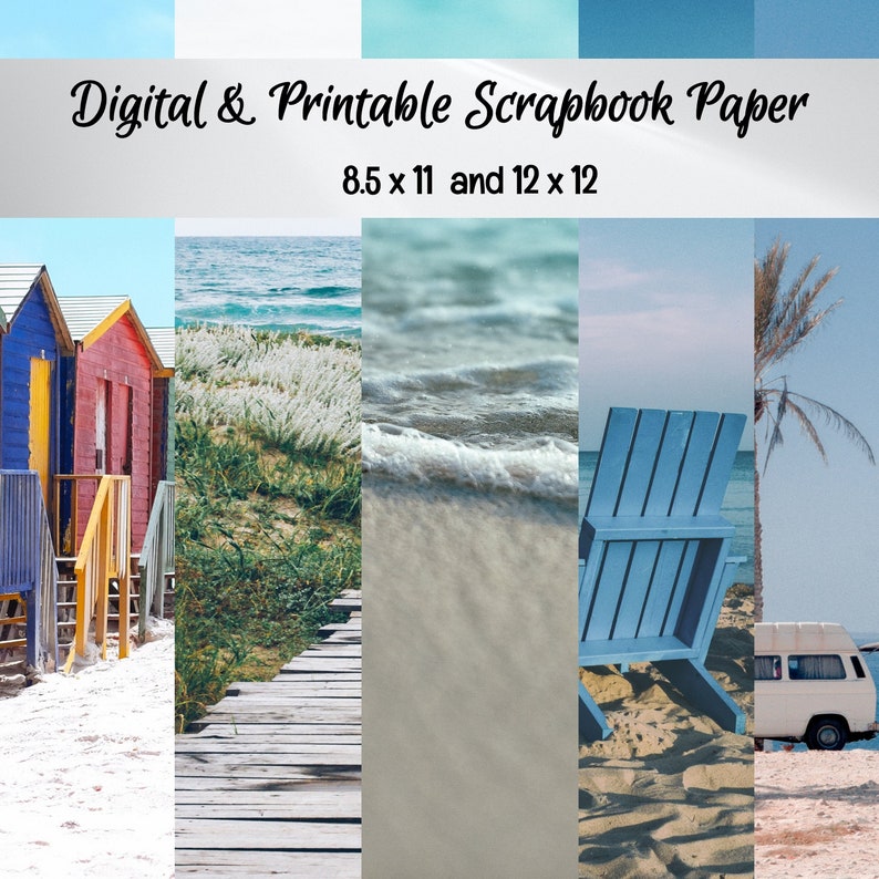 Digital and Printable Scrapbook Paper Beach Theme Etsy
