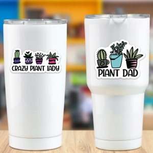 Crazy Plant Lady STICKER Sticker | Bunt | Süß | Garten | Blumen | Töpfe | Wasserflasche | Tasse |Auto |Laptop | Handgezeichnet | Sofort versandfertig