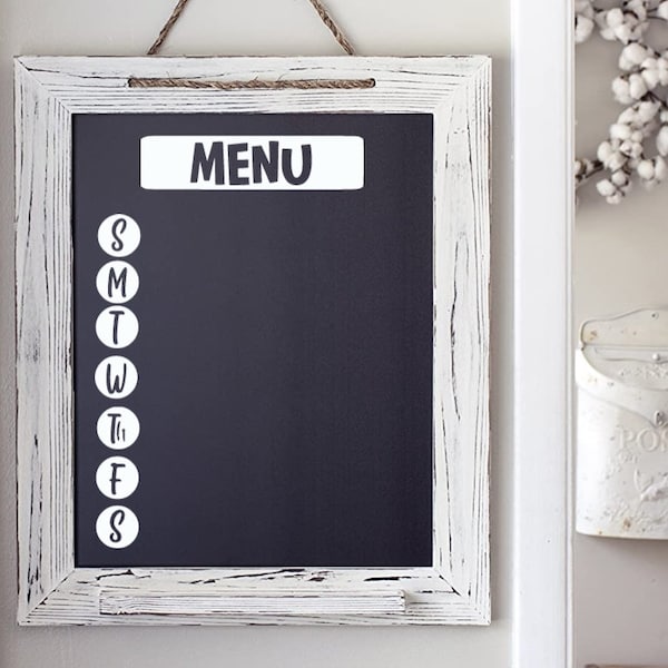 Weekly Menu SVGs | Sunday Monday Tuesday Wednesday Thursday Friday Saturday | Meal Planning | Schedule | Chalkboard | Whiteboard menu | Cute