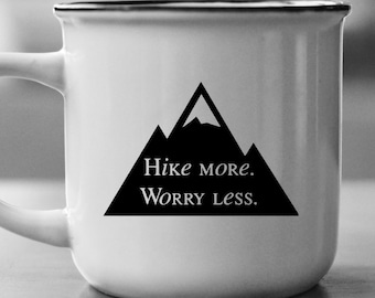 Hike More Worry Less SVG: Mountain Scene, Positive Sign (Digital Download)