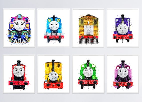 Thomas And Friends Set Of 8 Print Thomas The Train Watercolor Etsy