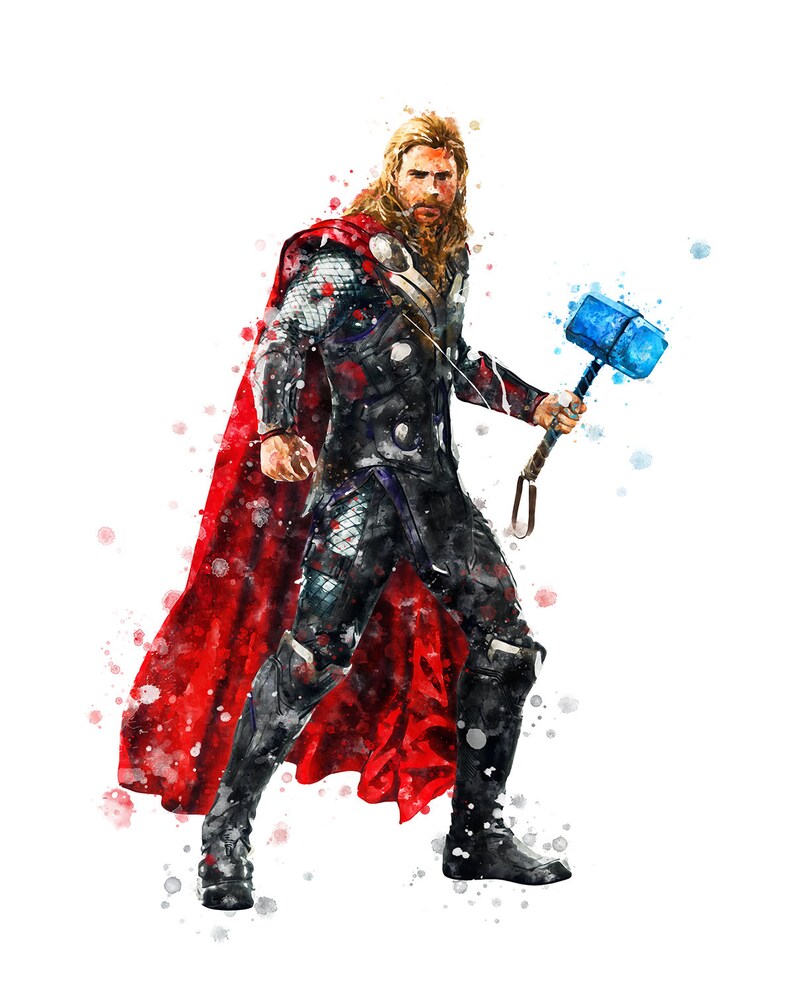 Thor Print Avengers Poster Thor Watercolor Superhero Printable | Etsy