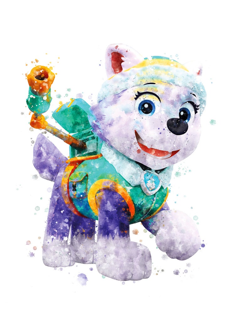 Paw Patrol Everest Watercolor Print Paw Patrol Poster Skye Etsy