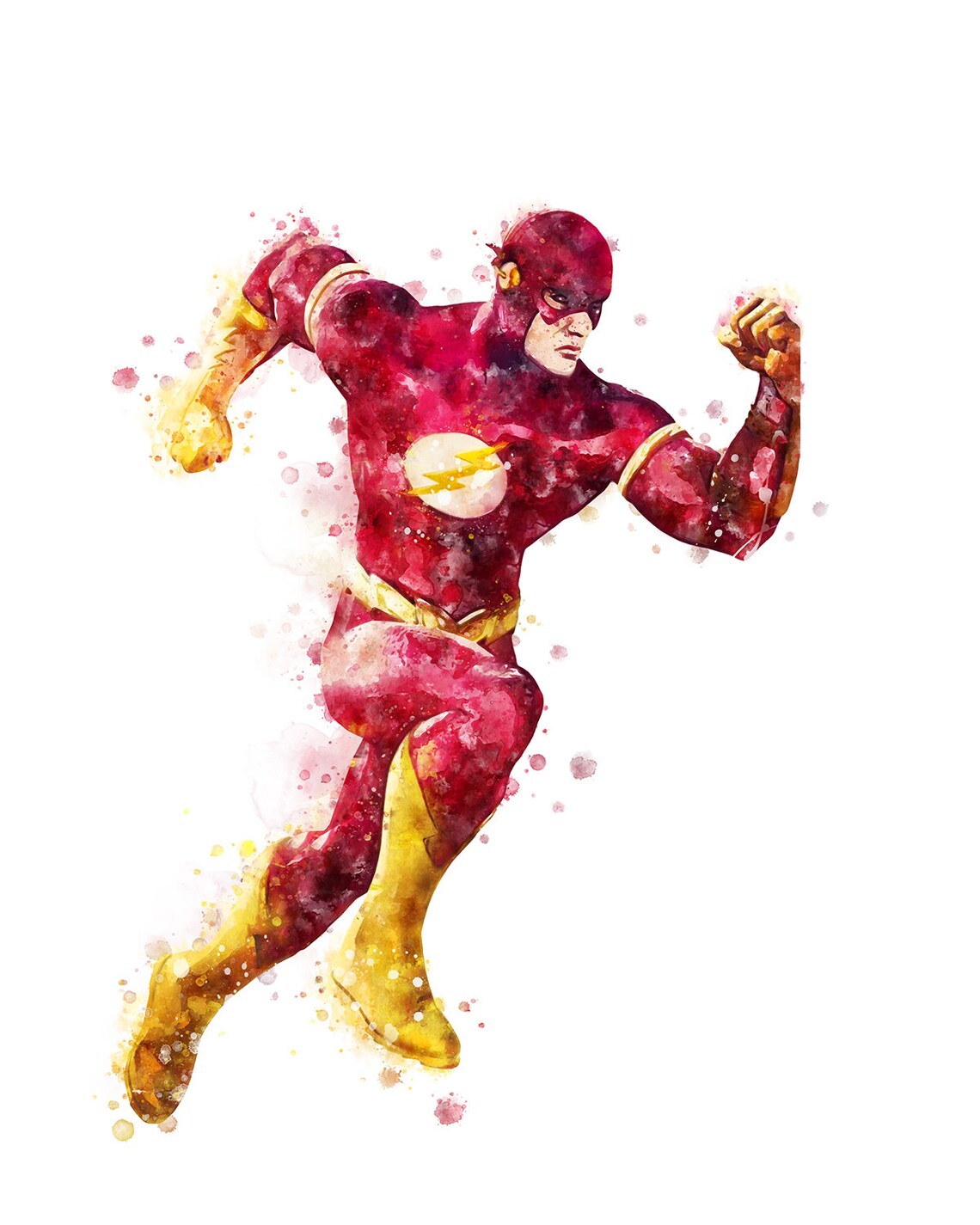 The Flash Print DC Comics Watercolor Marvel Poster Superhero Etsy