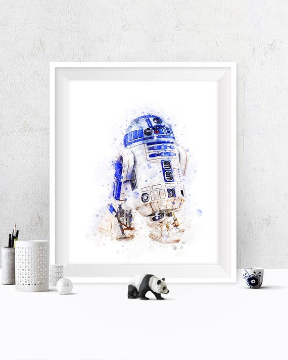 Multi Star Wars Watercolor R2-D2 Floral