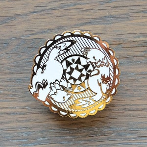 Distelfink Hex Sign, Gold Hard Enamel Pin, Available with Standard or Locking Pin Back
