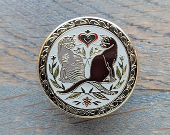 House Cat Hex, Gold Hard Enamel Pin, Available with Standard or Locking Pin Back