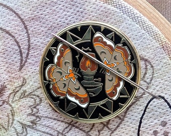 Moths to a Flame Hex Sign, Needle Minder, Magnetic Backing, PA Dutch Folkart