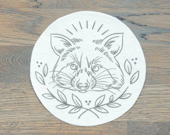 Stick and Stitch Embroidery Stencil, Raccoon Hoop Stencil, Rinse-Away, DIY Embroidery Stencil