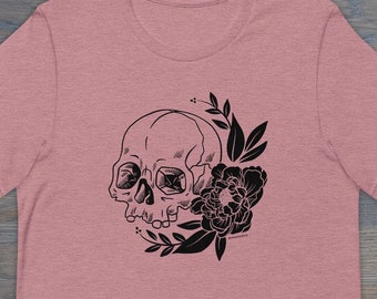 Limited Run Floral Skull T-Shirt in Heathered Orchid