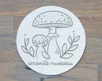 Stick and Stitch Embroidery Pack, Amanita Muscaria Mushroom Hoop Stencil, Rinse-Away, DIY Embroidery Stencil