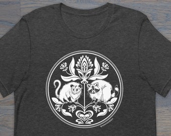 Raccoon & Opossum Hex Sign Unisex T-Shirt, Folk Art Inspired, PA Dutch, Trash Friends