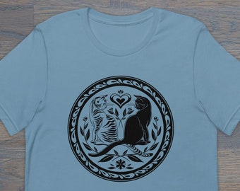 Print on Demand House Cat Hex Sign Unisex T-Shirt, Folk Art Inspired, PA Dutch, Tabby Cat