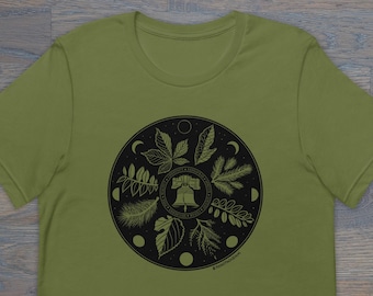 Print on Demand Philadelphia Hex Sign Unisex T-Shirt, PA Dutch Folk Art Shirt, Philly Trees