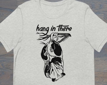 Print on Demand Hang In There Opossum Unisex T-Shirt, Trash Cat, Opossum Tee