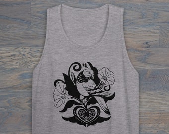 Pigeon Distelfink Unisex Tank Top, Folk Art Inspired, PA Dutch Tank