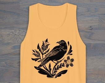 Print on Demand Crow Distelfink Unisex Tank Top, PA Dutch Folk Art, Philadelphia Crow Tank