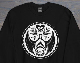 Print on Demand Brown Bat Hex Sign Unisex Crew Neck, Motivational, Spooky Sweatshirt, Nocturnal Friends