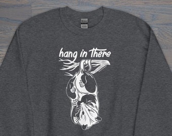 Hang In There Opossum Unisex Crew Neck, Motivational, Trash Cat Sweatshirt