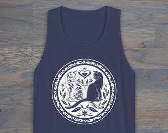 Print on Demand House Cat Hex Sign, PA Dutch, Muscle Tank, Cat Apparel, Folk Art Inspired