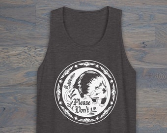 Print on Demand Please Don't Opossum Hex Sign, PA Dutch, Muscle Tank, Opossum Apparel, Folk Art Inspired, Trash Cat Tank Top
