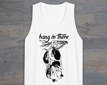 Print on Demand Hang In There Opossum Unisex Tank Top, Trash Cat, Opossum Tank