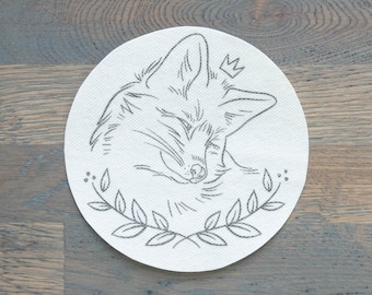 Stick and Stitch Embroidery Stencil, Fox Hoop Stencil, Rinse-Away, DIY Embroidery Stencil