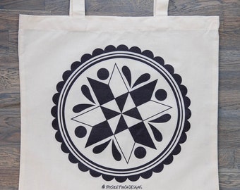 B-GRADE - Tote Bag, PA Dutch Hex Sign, Organic Cotton, Natural