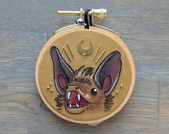 MADE-TO-ORDER - Bat Embroidery Hoop. Please Read Description!