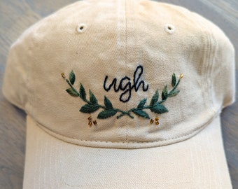 MADE-TO-ORDER - Hand-Embroidered Ugh Hat. Please Read Description!